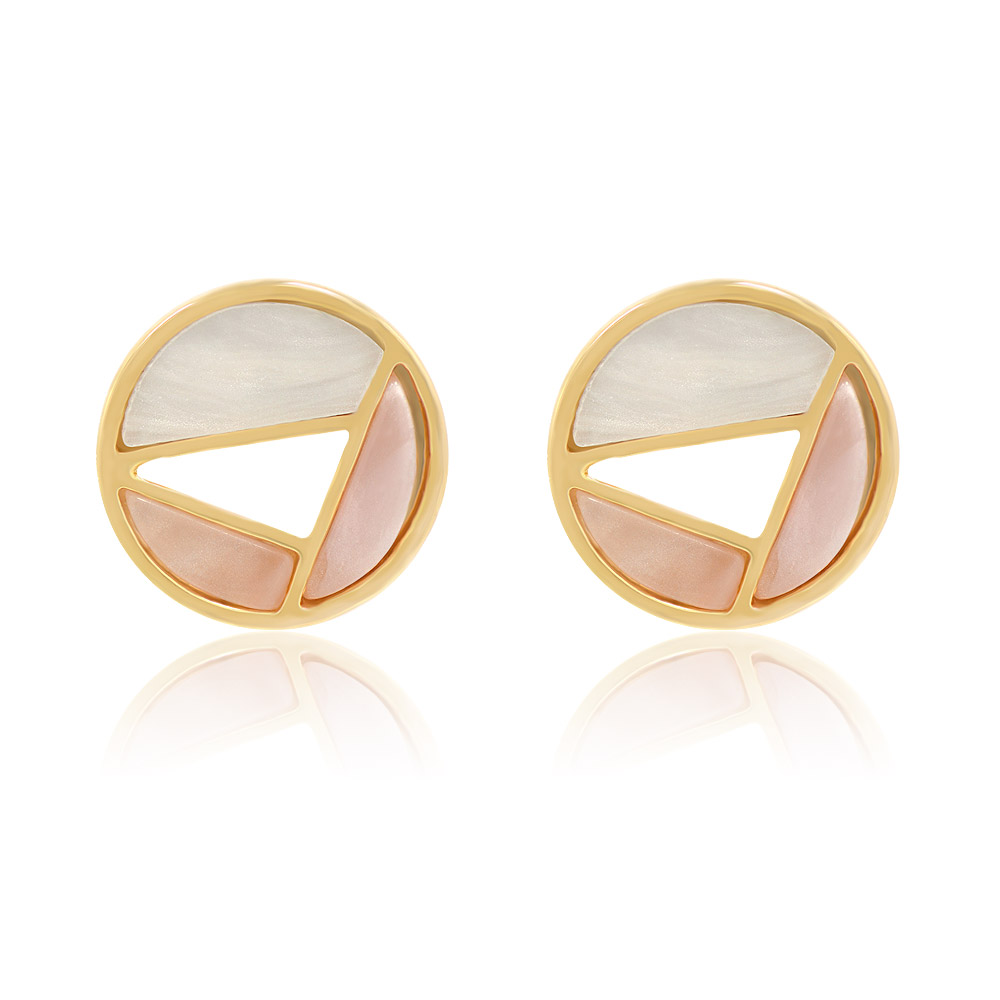 Disc Cut 3 Colors Shell Stud Earrings